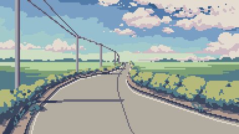 Pixel Art, Wallpapers, Japan, Road, Art