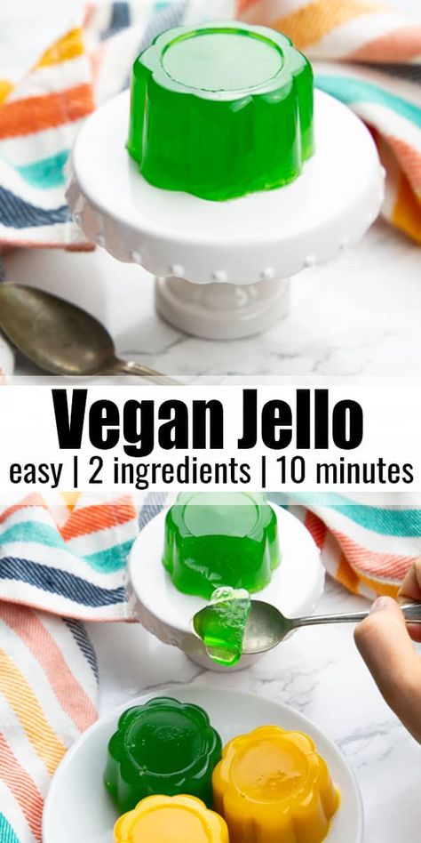 Making vegan jello without gelatin is so easy! Make your own homemade plant-based jello with just two ingredients! The recipe is incredibly easy, kid-friendly, and so delicious! Find more easy vegan recipes at veganheaven.org! Milk Jello, Vegan Jello, Simple Vegan Recipes, Vegan Jelly, Vegan Pudding, Gelatin Recipes, Vegan Baking Recipes, Plant Based Desserts, Vegan Kids