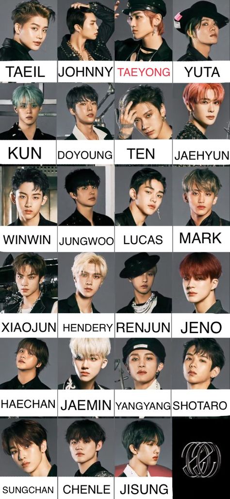 The 23 members of NCT, with their names Nct23 Member, Skz Names Member, Nct With Names, Enhypen Members With Names, Svt Members With Names, Nama Nama Nct, 8turn Members Name, Nct Dream Members Names, Exo Members Names