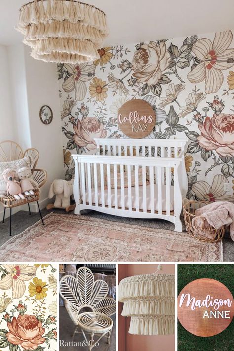 Boho Nursery Girl, Boho Baby Nursery, Boho Baby Room, Ideas Habitaciones, Baby Nursery Inspiration, Girl Nursery Themes, Baby Room Themes, Nursery Room Design