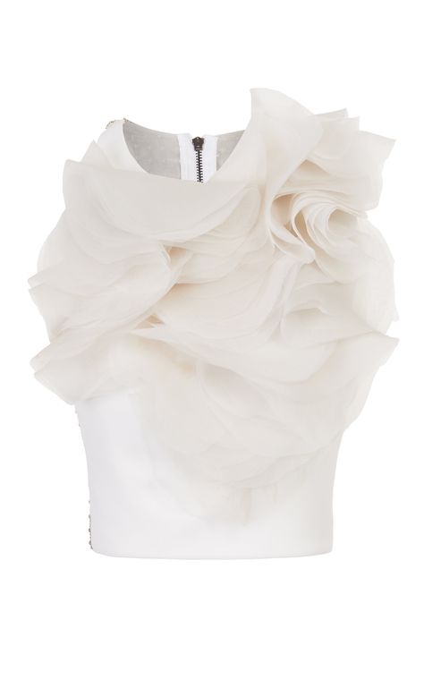 Morning Star Ruffled Silk Chiffon Sleeveless Crepe Top by MATICEVSKI for Preorder on Moda Operandi Edgy Chic, Crepe Top, Morning Star, Fashion Attire, Silk Chiffon, Global Fashion, Fashion Details, Fashion Tops, Moda Operandi