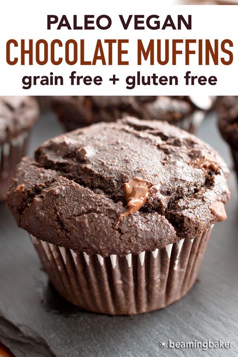 Vegan Grain Free Muffins, Vegan Paleo Muffins, Almond Flour Chocolate Muffins, Muffins Almond Flour, Paleo Chocolate Chip Muffins, Chocolate Muffins Moist, Flourless Chocolate Muffins, Paleo Chocolate Muffins, Muffins With Almond Flour