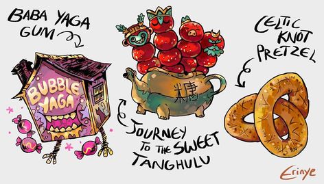 Some sweet sweet mytho food for the season~ 🍭🍬🍡 . . . Next up im bout to make some magical sandwiches woop woop #mythology #food #dessert Magical Food Art, Monster Food Art, Magic Food Art, Fantasy Food Ideas, Fantasy Food Concept Art, Fantasy Food Art, Cyberpunk Food, Props Illustration, Dnd Food