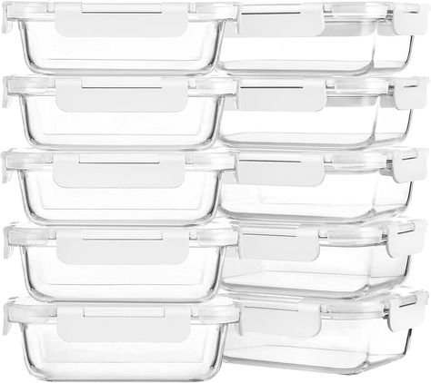 Great for storing leftovers, meal prepping, or lunches on the go. Glass Lunch Containers, Glass Meal Prep Containers, Glass Meal Prep, Glass Storage Containers, Food Storage Container Set, Meal Prep Containers, Lunch Containers, Glass Food Storage, Glass Food Storage Containers