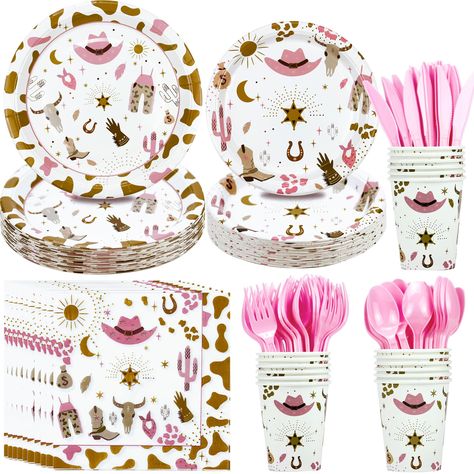 PRICES MAY VARY. 👧【Cowgirl Party Supplies】Yeehaw, little cowgirl! Saddle up and get ready for a rootin' tootin' good time with our cowgirl party tableware! This delightful party pack comes equipped with all the essential items and includes 24pcs 9'' cowgirl party plates, 24pcs 7'' western plates, 24pcs paper napkins, 24pcs paper cups, 24pcs disposable forks 👧【Cowgirl Decorations Tableware】With our cowgirl birthday decorations, the possibilities for fun-filled activities are endless, whether yo Western Cowgirl Party, Cowgirl Birthday Party Decorations, Cowgirl Decorations, Cowgirl Party Decorations, Wild West Cowgirl, Western Party Decorations, Wild West Birthday, Rodeo Birthday Parties, Cowgirl Baby Showers