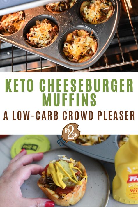 Keto meals like these delicious and low-carb cheeseburger muffins will satisfy your burger cravings. These cheeseburger muffins are also a great game day recipe. Muffins For Lunch, Cheeseburger Muffins, Keto Cheeseburger, Burger Bites, Desayuno Keto, Keto Burger, Lunch Prep, High Protein Meal Prep, Burger Toppings