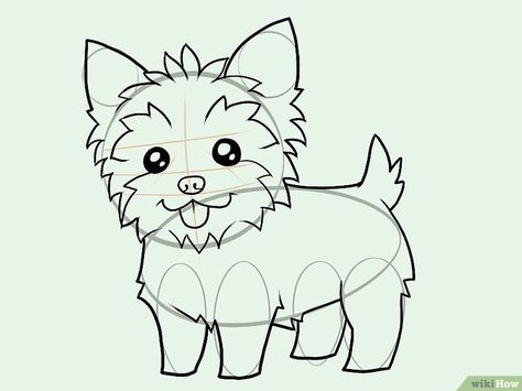 How to Draw a Yorkie (with Pictures) - wikiHow Drawing Cartoon Characters, 강아지 그림, Yorkshire Terrier Puppies, Poodle Puppy, Dog Drawing, Yorkshire Terrier, Learn To Draw, Dog Art, Character Drawing