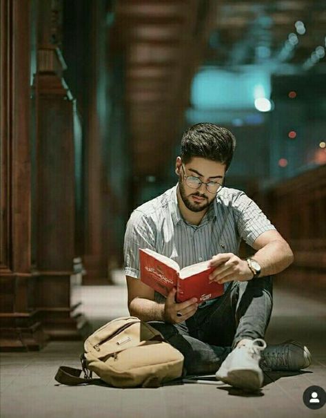 Man Reading Book Photography, Normal Poses, Books Photography, Poses Photoshoot, Holding A Book, People References, Man Photography, His Office, Pose References