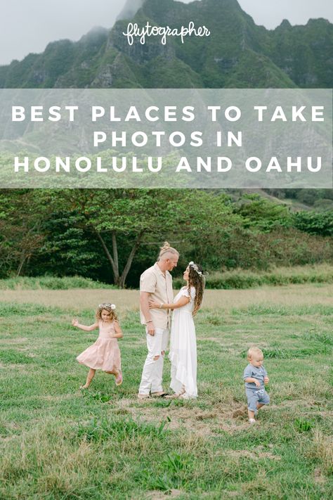 On the beautiful island of Oahu, Honolulu, Hawaii’s capital city, boasts a unique blend of urban and natural beauty. From landmarks such as Diamond Head to paradise-like white sand beaches with blue waters, the city has it all! Oahu, as a whole, is a visual feast filled with amazing photo spots. Wondering where to head for the best photos? Click to see the top 10 places to take photos in Honolulu and Oahu. 📸 Oahu Photoshoot Locations, Oahu Family Photoshoot, Pics In Hawaii, Family Photos Hawaii, Oahu Beaches, Hilton Hawaiian Village, Oahu Photographers, Spring Break Vacations, Lanikai Beach