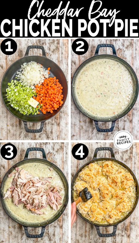 Cheddar Bay Biscuit Chicken Pot Pie Cheddar Bay Chicken Pot Pie, Cheddar Bay Chicken, Homemade Pot Pie, Biscuit Chicken Pot Pie, Cheesy Biscuits, Copycat Food, Easy Chicken Pot Pie Recipe, Savory Tarts, Digital Cookbook