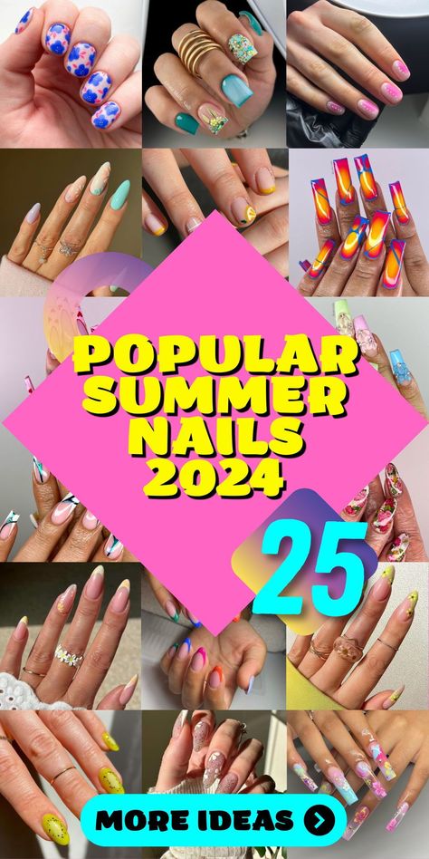 Summer 2024 Gel Nail Trends: Short, Sweet, and Stylish.2024 gel short nails emerge as a leading trend for popular summer nails, offering a practical yet stylish option for those who prefer a more manageable length. Colors 2024 gel brings a spectrum of choices, from neon brights to subtle nudes, allowing for endless creativity in art designs. Whether you're heading to the beach or the office, these short gel nails in summer's trending colors will keep you looking polished and on-trend. Summer Nails 2024 Acrylic, Gel Nails Ideas Summer 2024, Summer Acrylic Almond, Nail Shape Acrylic, Nail Art Designs Summer 2024, Summer Nail Art 2024, Popular Summer Nails, Nail Trends Short, Gel Nail Trends