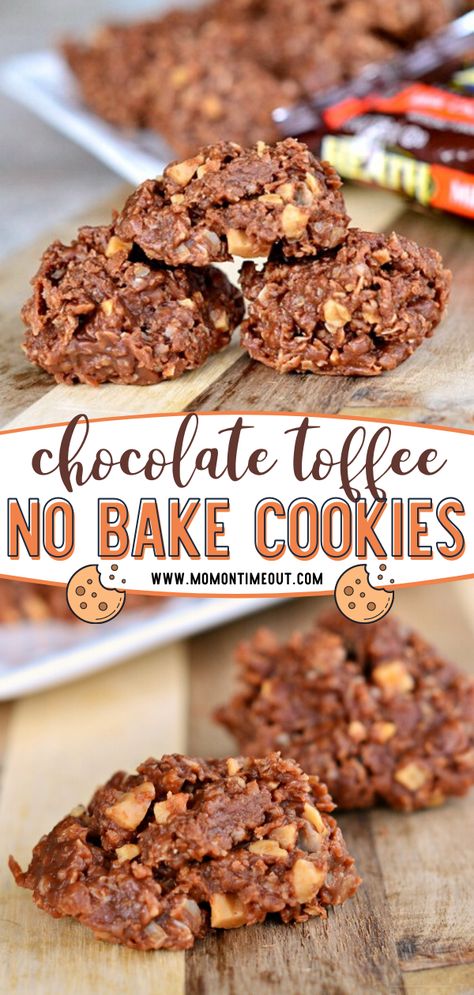 Toffee Bits Recipe, Easy Delicious Desserts, Toffee Dessert, Easy No Bake Cookies, Chocolate No Bake Cookies, Mom On Timeout, Chocolate Oatmeal Cookies, White Chocolate Chip Cookies, Cookies Easy