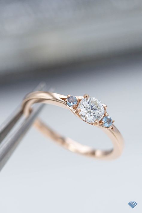 Diamond Ring With Aquamarine Accents, Engagement Rings Flat Setting, Low Profile Wedding Rings, Low Set Engagement Ring, Engagement Rings Contemporary, Boho Chic Engagement Ring, Flat Engagement Rings, Low Profile Engagement Ring, Low Profile Engagement Rings