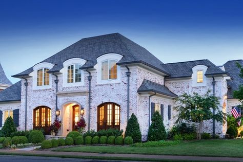 Castle Homes was the first Nashville builder to offer customers’ guaranteed pricing. Ranch House Exterior Colors, French Country Landscaping, Castle Homes, French Country Estate, French Provincial Home, Ranch House Exterior, Castle Home, French Style Homes, Castle House