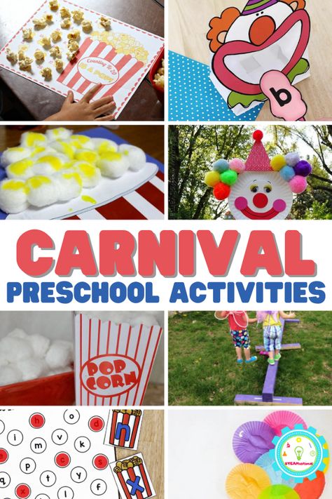 Carnival Preschool Activities, Carnival Preschool Theme, Carnival Activities For Kids, Carnival Preschool, Circus Theme Preschool Activities, Carnival Theme Crafts, Circus Theme Crafts, Preschool Circus, Circus Activities