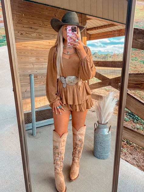 Jumpsuit&Romper-2 Western Outfits Women Wedding, Western Romper Outfit, Western Wedding Outfits Guest Fall, Tejano Outfits Women, Western Outfits Women Concert, Stockyards Fort Worth Outfit, Cowgirl Style Outfits Rodeo, Western Concert Outfits Women, Country Boho Outfit