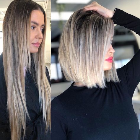 Tuns Bob Lung, Medium Length Hair Women, Long Hair Cut Short, Before And After Haircut, Short Hair Balayage, Hair Makeover, Brown Blonde Hair, Ombre Hair Color, Medium Hair Cuts