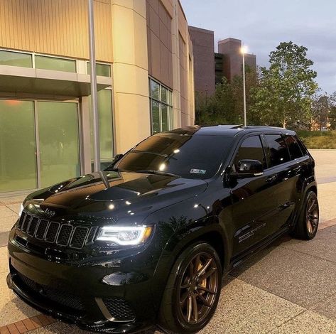 Modified Suv Cars, 2024 Jeep Grand Cherokee, Black Trackhawk, Jeep Hardtop Storage, Dodge Suv, Srt8 Jeep, Jeep Srt, Srt Jeep, Jeep Srt8