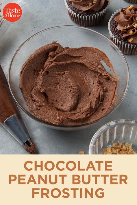 Hershey Chocolate Frosting Recipe, Hersheys Chocolate Frosting, Easy Chocolate Buttercream, Chocolate Peanut Butter Frosting, Chocolate Icing Recipes, Hershey Chocolate Cakes, Hershey Recipes, Peanut Butter Icing, Bakers Table