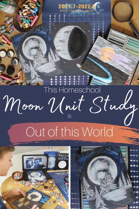 Fun Art Lessons, Moon Lessons, Homeschool Astronomy, Science Unit Studies, Moon Unit, Bad Kid, Moon Activities, Space Lessons, Kindergarten Units