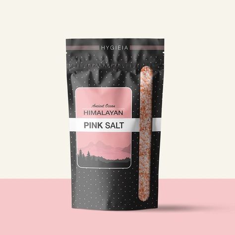 Salt Packaging Design, Pink Salt Packaging Design, Himalayan Salt Packaging Design, Himalayan Pink Salt Packaging Design, Salt Packaging, Custom Product Packaging, Soap Packaging Design, Spices Packaging, Pouch Design