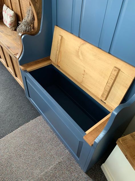 Rustic Painted Solid Wood Monks Bench Hallway Mudroom Bootroom | Etsy Room Shoe Storage, Scullery Ideas, Hallway Mudroom, Bench Hallway, Raw Furniture, Monks Bench, Shoe Storage Small Space, Hat Shelf, Porch Storage