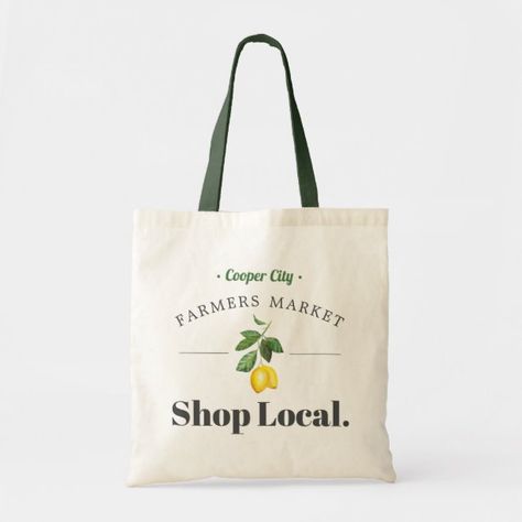 Lemon Season | Farmers Market | Shop Local Tote Bag - Farmer Gift Idea Lemon Seasoning, Farmers Market Booth, Farmers Market Tote Bag, Outdoorsman Gifts, Lemon Theme, Vegetable Shop, Honey Shop, Supermarket Design, Fruit Shop