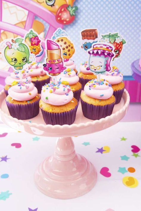 Shopkins Birthday Party | CatchMyParty.com Shopkins Birthday Party Ideas, Cool Cupcakes, Shopkins Cupcakes, Shopkins Bday, Shopkins Cake, Shopkins Birthday Party, Shopkins Party, Shopkins Birthday, Colorful Birthday Party