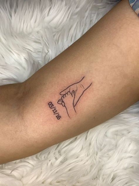 Small Daughter Name Tattoos For Mom, Tattoo Of Daughters Name Mom, Tattoo Designs For Mom And Daughter, Cute Tattoos For Daughter, Tattoos To Get For Your Son, Dainty Arm Tattoos For Women Forearm, First Born Daughter Tattoo, Cute Baby Tattoos Ideas, I Still Carry You Tattoo