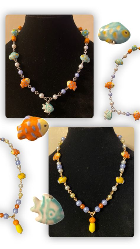 handmade necklaces with ceramic fish beads Fish Beads, Fish Necklace, Ceramic Fish, Shop Jewelry, Handmade Necklaces, Indiana, Jewelry Shop, Handmade Jewelry, United States