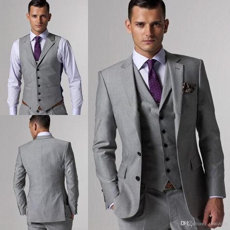 Tuxedo Prom, Formal Wedding Suit, Grey Suit Wedding, Grey Tuxedo, Wedding Dress Suit, Best Man Wedding, Man Wedding, Formal Men, Slim Fit Tuxedo