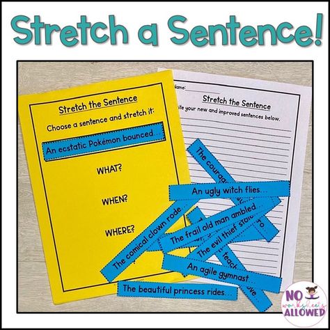 Stretch a Sentence Activity Stretching Sentences, Stretch A Sentence, Descriptive Sentences, Build A Sentence, Sentence Building Activities, Sentence Activities, Cvc Word Families, Sentence Building, Building Confidence