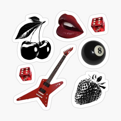 Get my art printed on awesome products. Support me at Redbubble #RBandME: https://www.redbubble.com/i/sticker/Cool-girl-rockstar-sticker-pack-red-theme-by-ElixerStudios/160545524.EJUG5?asc=u Red Theme Stickers, Red Cute Stickers, Sticker For Print, Stickers Packs Aesthetic, Dark Red Stickers, Rockstar Stickers, Sticker Pack Printable, Artsy Stickers, Red Scrapbook