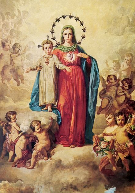 On Devotion to the Immaculate Heart of Mary … http://corjesusacratissimum.org/2014/08/on-devotion-to-the-immaculate-heart-of-mary/ Blessed Mary, Images Of Mary, Religious Pictures, Mama Mary, Queen Of Heaven, Catholic Images, Blessed Mother Mary, Child Jesus, Religious Images