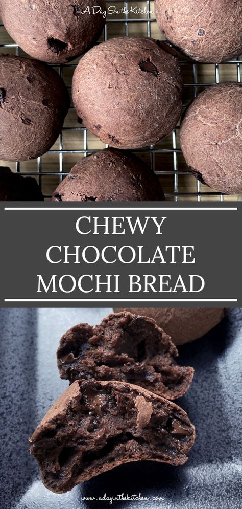 Chocolate Steamed Buns, Asian Buns Recipe, Mochiko Recipes Desserts, Asian Baking Recipes, Cocoa Mochi Recipe, Moochie Recipe, Mochiko Flour Recipes, Mochi Bread Recipe, Baked Mochi