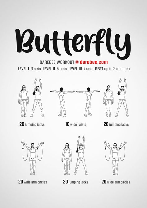 Butterfly Workout Butterfly Workout, Darbee Workout, Fitness Encouragement, 300 Workout, Workouts Cardio, Calorie Workout, Fitness Challenges, All Body Workout, Motivation Exercise