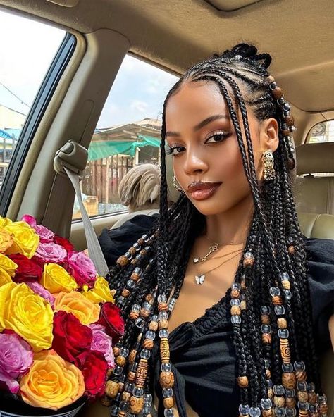 Cabello Afro Natural, Braided Cornrow Hairstyles, Box Braids Hairstyles For Black Women, Cute Box Braids Hairstyles, Quick Braided Hairstyles, Protective Hairstyles Braids, Fulani Braids, Pretty Braided Hairstyles, Girls Hairstyles Braids