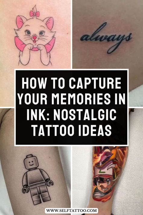 Step back in time with our delightful array of nostalgic tattoo ideas, perfect for capturing the essence of your childhood. Whether you're reminiscing about '90s classics or seeking cute and small nostalgic tattoos, we have something to warm your heart. Explore our article to find the perfect ink to honor your cherished memories. Nostalgic Tattoos Childhood, 90s Nostalgia Tattoo, Nostalgia Tattoo Ideas, Nostalgia 2010s Aesthetic, Childhood Tattoo Ideas, Childhood Tattoos, 90s Flash Tattoo, 90s Tattoo Ideas, Nostalgic Tattoos