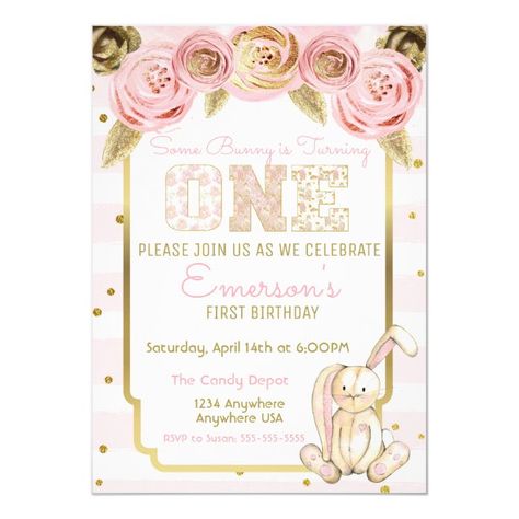 Some Bunny is Turning One 1st Birthday Invitation #easterbirthdayinvitation #easterinvitation #easterbirthdayparty #easterbirthdayinvite #zazzlebirthdayinvitation Easter Birthday Invitations, Some Bunny Is Turning One, Bunny Baby Shower Invites, Easter Birthday Party, Some Bunny Is One, Easter Baby Shower, Bunny Baby Shower, Design Invitation, Photo Birthday Invitations