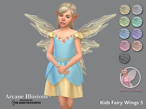 The Sims Resource - Arcane Illusions - Kids Fairy Wings 5 Kids Maxi, Pixie Dress, Sims 4 Children, Sims 4 Characters, Sims House Design, Fairy Clothes, Sims Hair, Sims4 Cc, Cc Sims