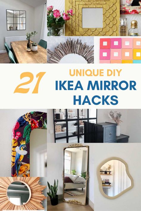 Discover the endless possibilities with our 21 IKEA mirror hacks. Whether you're looking to add a modern twist to your living room or a quirky touch to your bedroom, these DIY ideas are perfect for personalizing your space. Easy, affordable, and fun, these hacks will transform your IKEA mirrors into unique, eye-catching pieces of art Quirky Mirror Ideas, Cool Mirror Frames, Nissedal Mirror Ikea Hack, How To Decorate A Plain Mirror, Ikea Hacks Mirror Ideas, Small Living Room Mirror Ideas, Mirror Inspo Decor, Ikea Mongstad Mirror Hack, How To Use Mirrors To Enlarge A Room