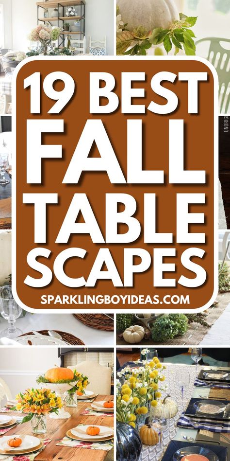 Fall tablescapes create a cozy and inviting atmosphere. Explore rustic fall table decor and elegant autumn tablescapes to elevate your dining experience. From harvest table centerpieces, pumpkin centerpiece ideas, and farmhouse fall decor. Get inspired by fall table settings and autumnal table arrangements. From Thanksgiving table settings to warm autumn decor, we've them all. Discover fall dining table decor ideas and festive fall table ideas to make your celebrations unforgettable. Diy Fall Table Centerpieces, Pumpkin Centerpiece Ideas, Fall Tablescapes Farmhouse, Diy Fall Table Decor, Dining Table Fall Decor, Fall Tablescapes Autumn Centerpieces, Rustic Fall Table Decor, Fall Dining Table Decor Ideas, Fall Table Arrangements