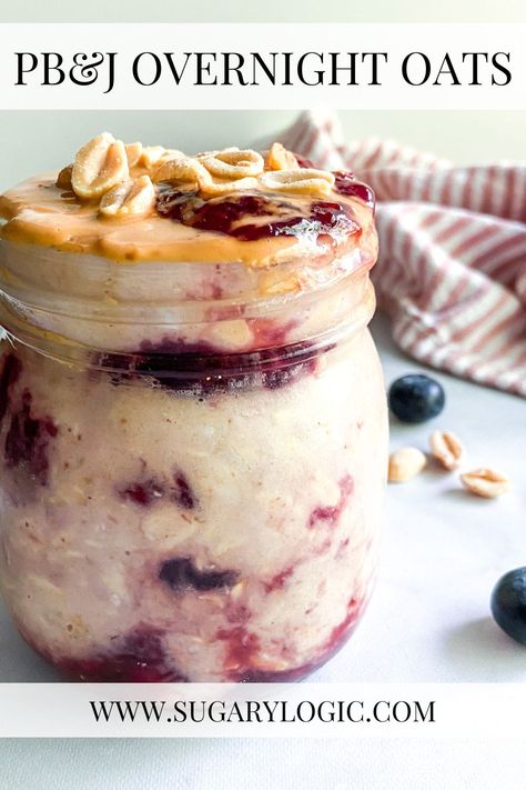 Peanut Butter And Jelly Oats, Peanut Butter And Jelly Without Bread, Peanut Butter And Jelly Overnight Oats Healthy, Peanut Butter And Jam Overnight Oats, Overnight Oats Vanilla Pudding, Pb&j Overnight Oats Healthy, Overnight Oats With Jam, Overnight Oats Pb And J, Overnight Oats Peanut Butter And Jelly