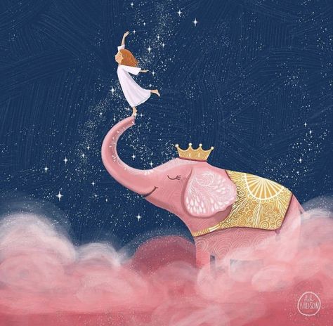 Pink Elephants On Parade, Magical Sky, Elephant Illustration, Storybook Art, Slaap Lekker, Book Illustration Art, Indian Elephant, Elephant Love, Art Painting Gallery