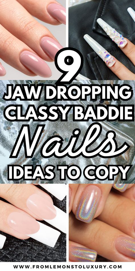 Bougie Nails Acrylic, Glamour Nails Designs, Classy Long Nails, Luxe Nails, Boujee Nails, Classy Baddie Nails, Classy Baddie, Diva Nails, Baddie Nails