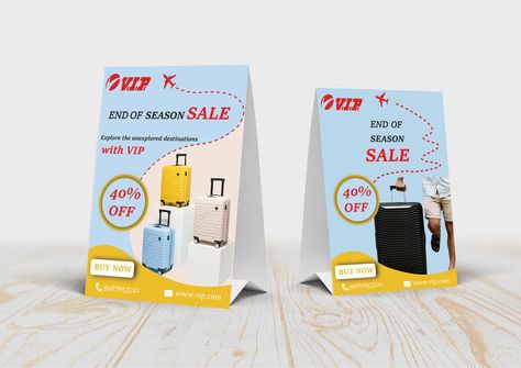 This is a showcard designed for the VIP luggage company Showcard Design, End Of Season Sale, Cd, Quick Saves, Design