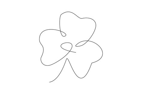 Continuous Line Tattoo, Art Vector Illustration, Clover Tattoos, Line Art Vector, One Line Art, Continuous Line Drawing, Continuous Line, Line Tattoos, Clover Leaf