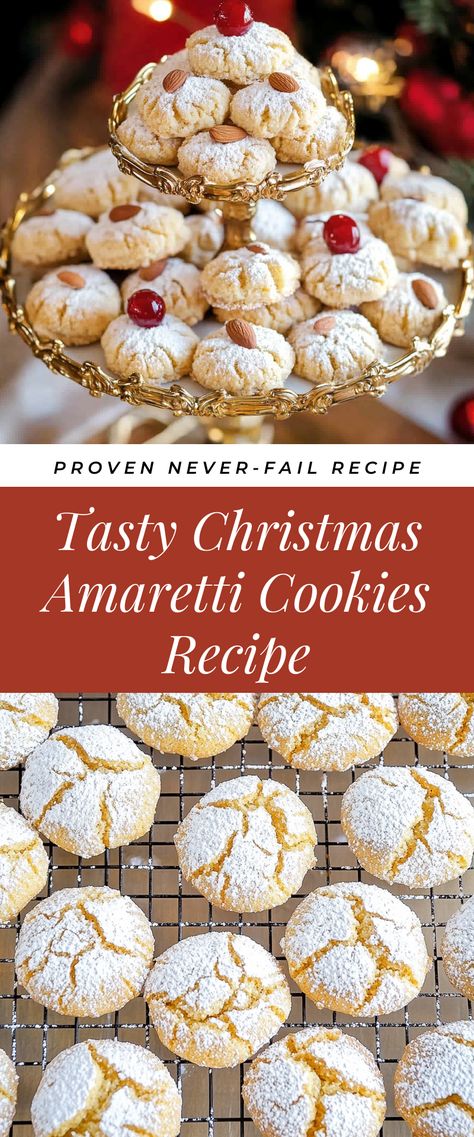 Image for Tasty Christmas Amaretti Cookies Recipe Amaretti Cookies Italian, Amaretti Cookies Recipe, Amaretti Cookie Recipe, Cookies Italian, Amaretti Biscuits, Holiday Baking List, Amaretti Cookies, Best Christmas Recipes, Almond Flavor