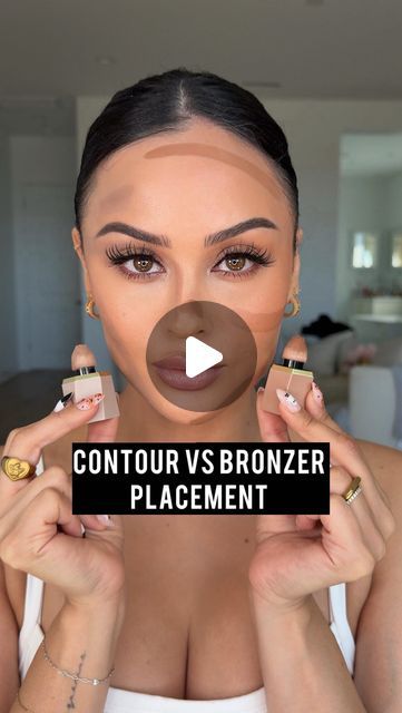 Contour And Bronzer Placement, Bronzer Stick Tutorial, Where To Put Bronzer On Face, Where To Put Contour, Conturing Makeup Face, How To Contour Your Face Beginners, Bronzer Placement, Contour Makeup For Beginners, Bronzed Makeup Look