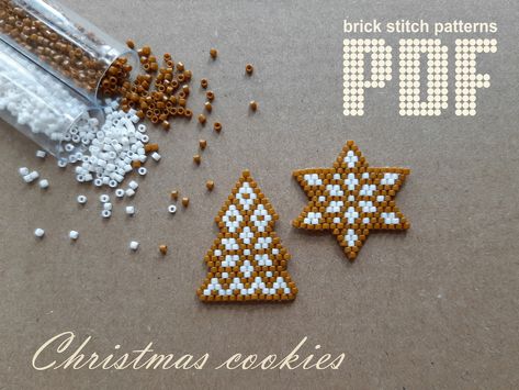 Christmas Miyuki Pattern, Christmas Beading Patterns, Brick Stitch Christmas, Seed Bead Brick Stitch, Bead Brick Stitch, Stitch Christmas Tree, Miyuki Pattern, Christmas Beading, Christmas Tree Beads